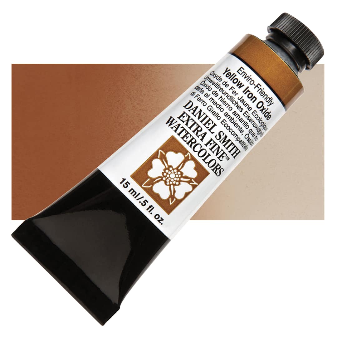Open in modal - Daniel Smith Extra Fine Watercolor - Yellow Iron Oxide, 15 ml Tube and swatch