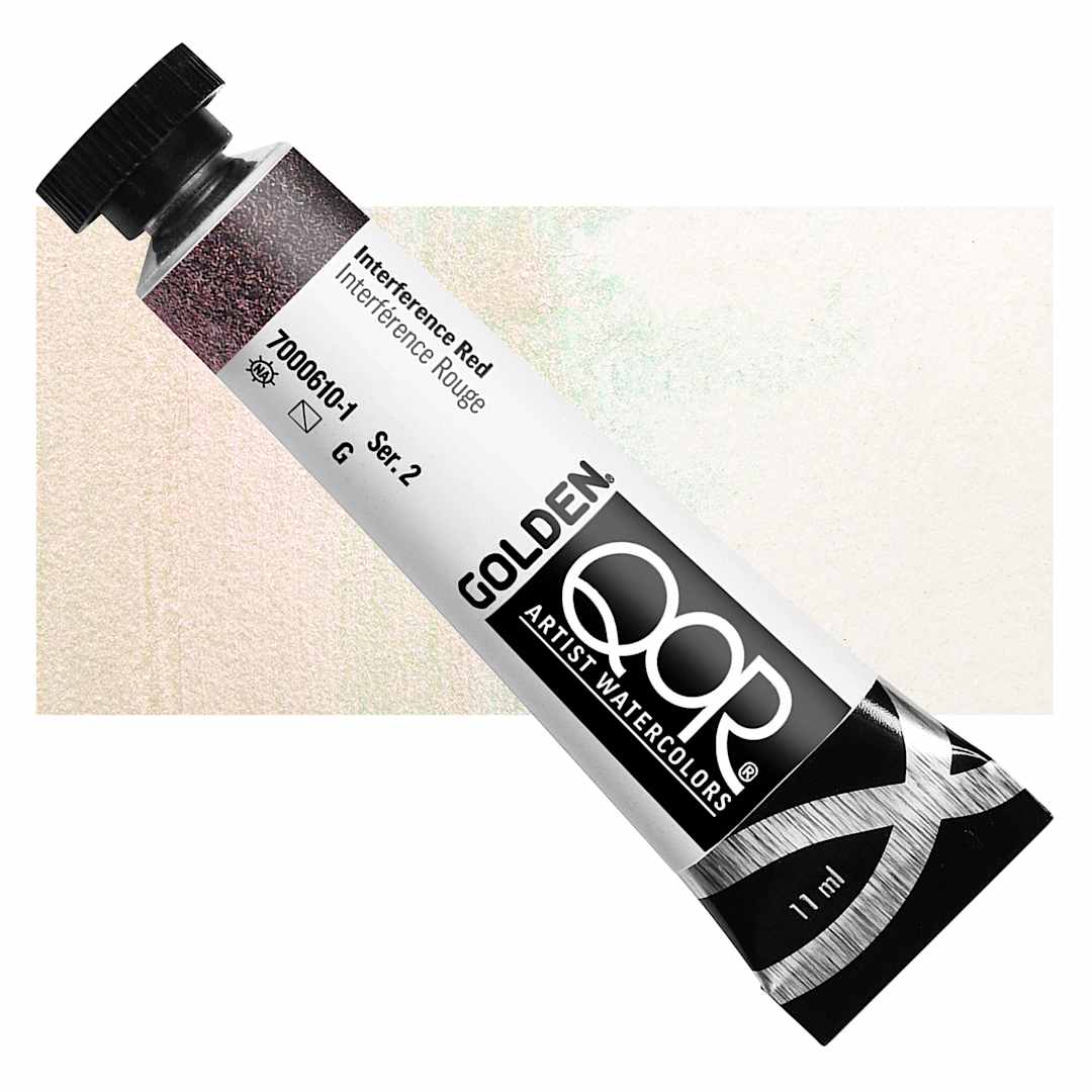 Open in modal - QoR Modern Watercolor - Interference Red, 11 ml tube and swatch