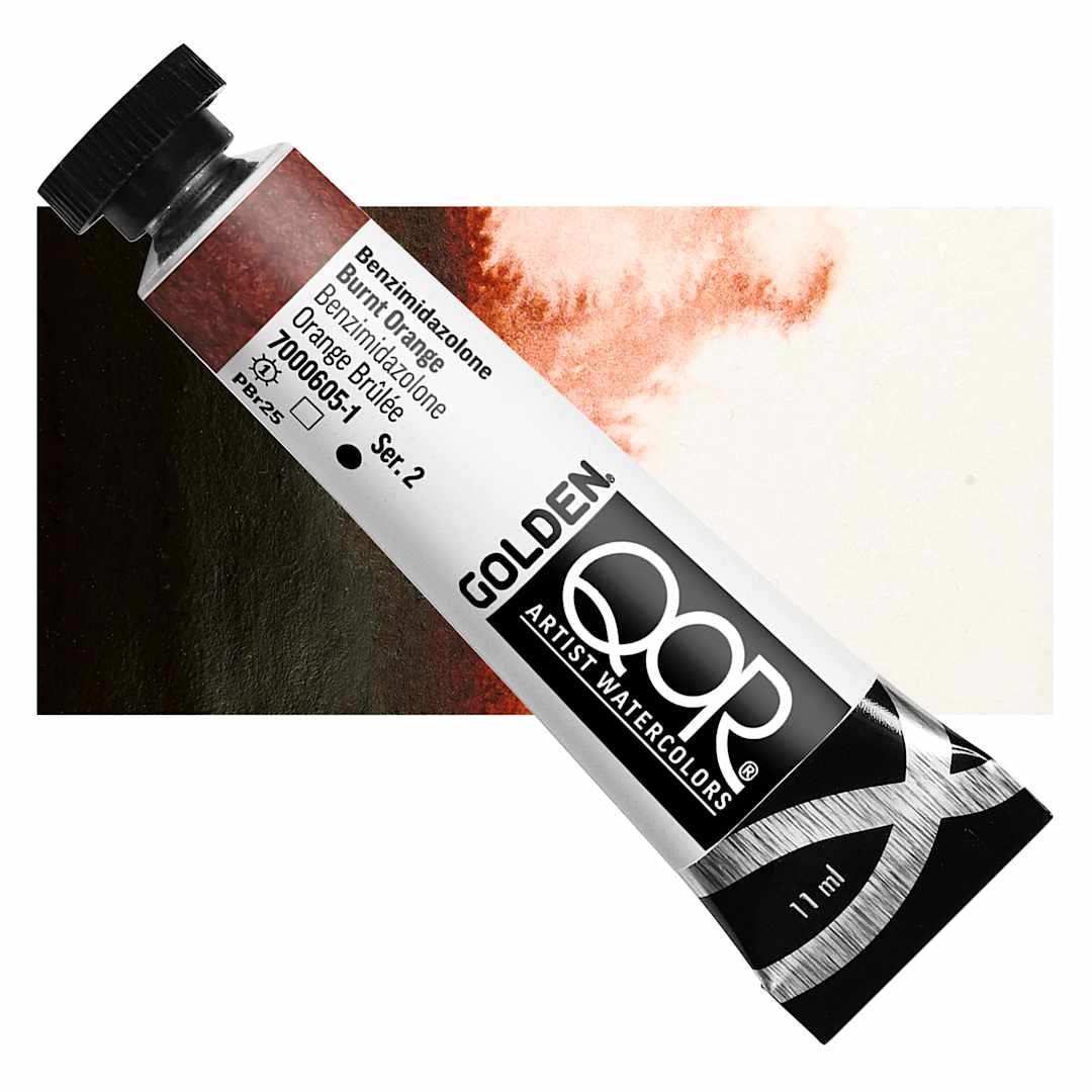 Open in modal - QoR Modern Watercolor - Benzimidazolone Burnt Orange, 11 ml tube and swatch