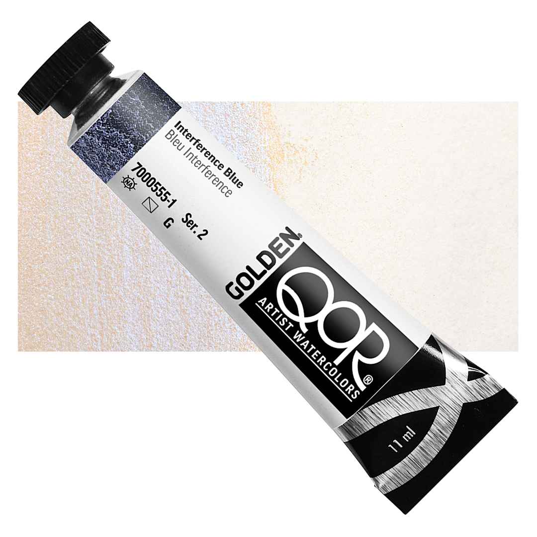 Open in modal - QoR Modern Watercolor - Interference Blue, 11 ml tube and swatch