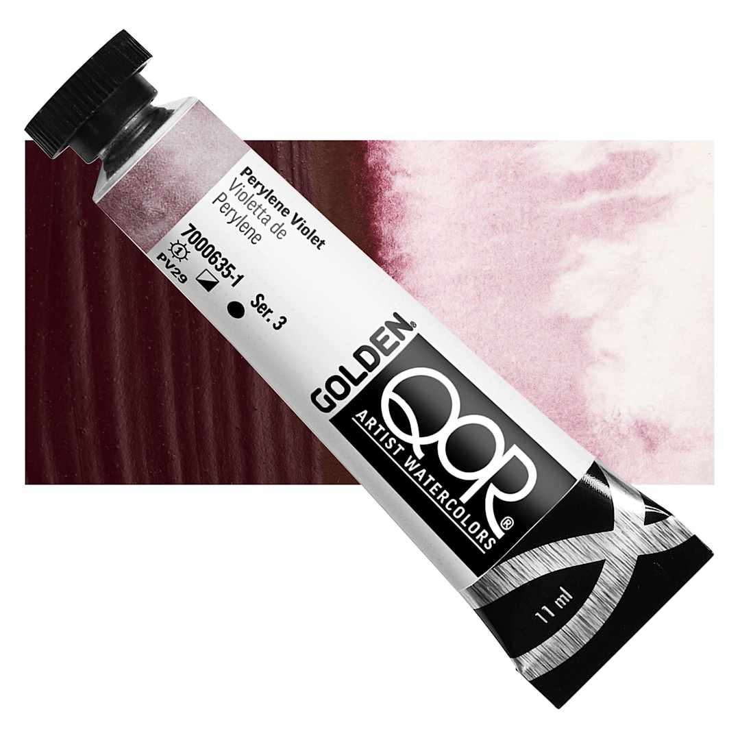 Open in modal - QoR Modern Watercolor - Perylene Violet, 11 ml tube and swatch