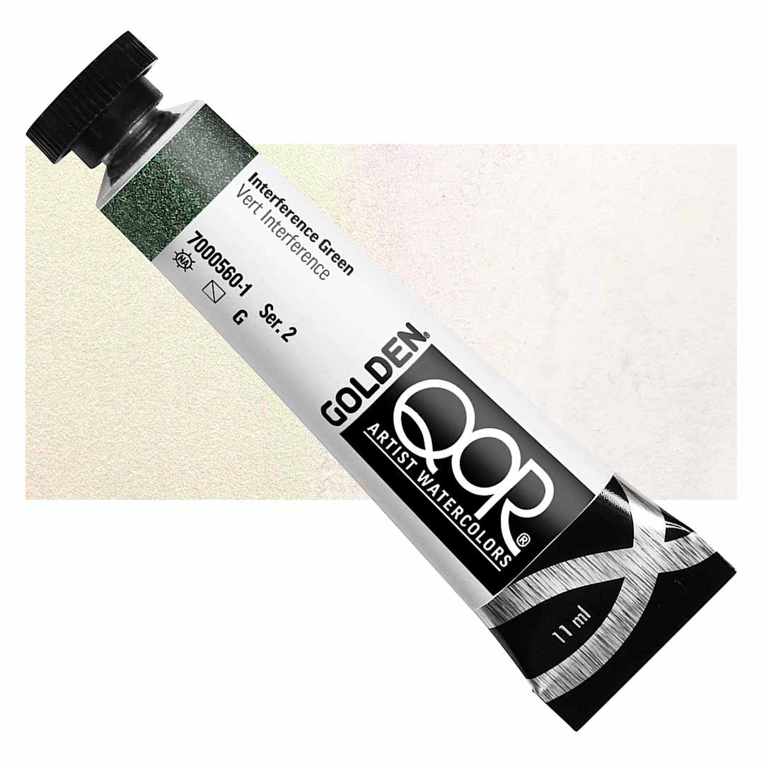 Open in modal - QoR Modern Watercolor - Interference Green, 11 ml tube and swatch