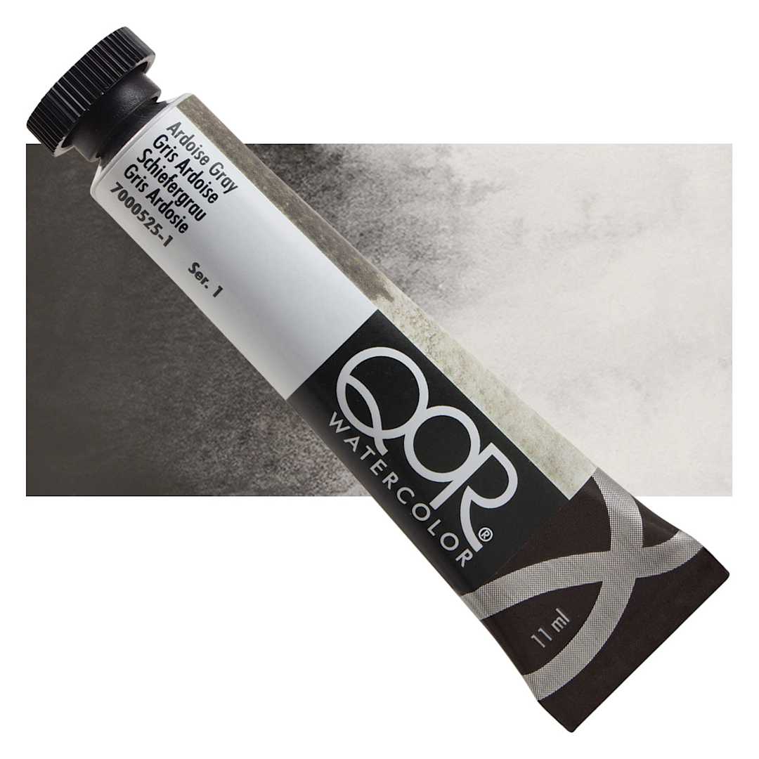 Open in modal - QoR Modern Watercolor - Ardoise Gray, 11 ml tube and swatch