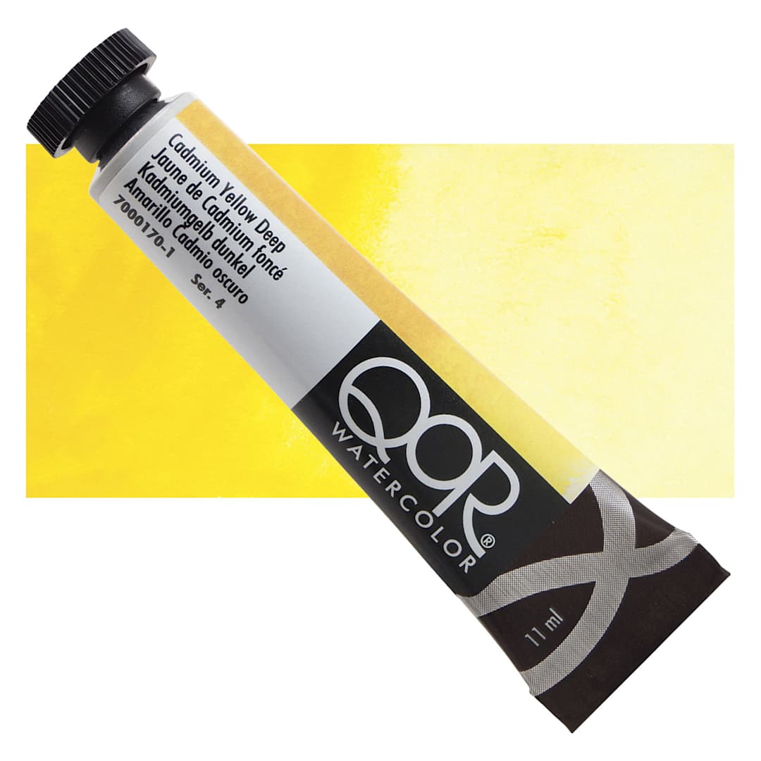 Open in modal - QoR Modern Watercolor - Cadmium Yellow Deep, 11 ml tube and swatch
