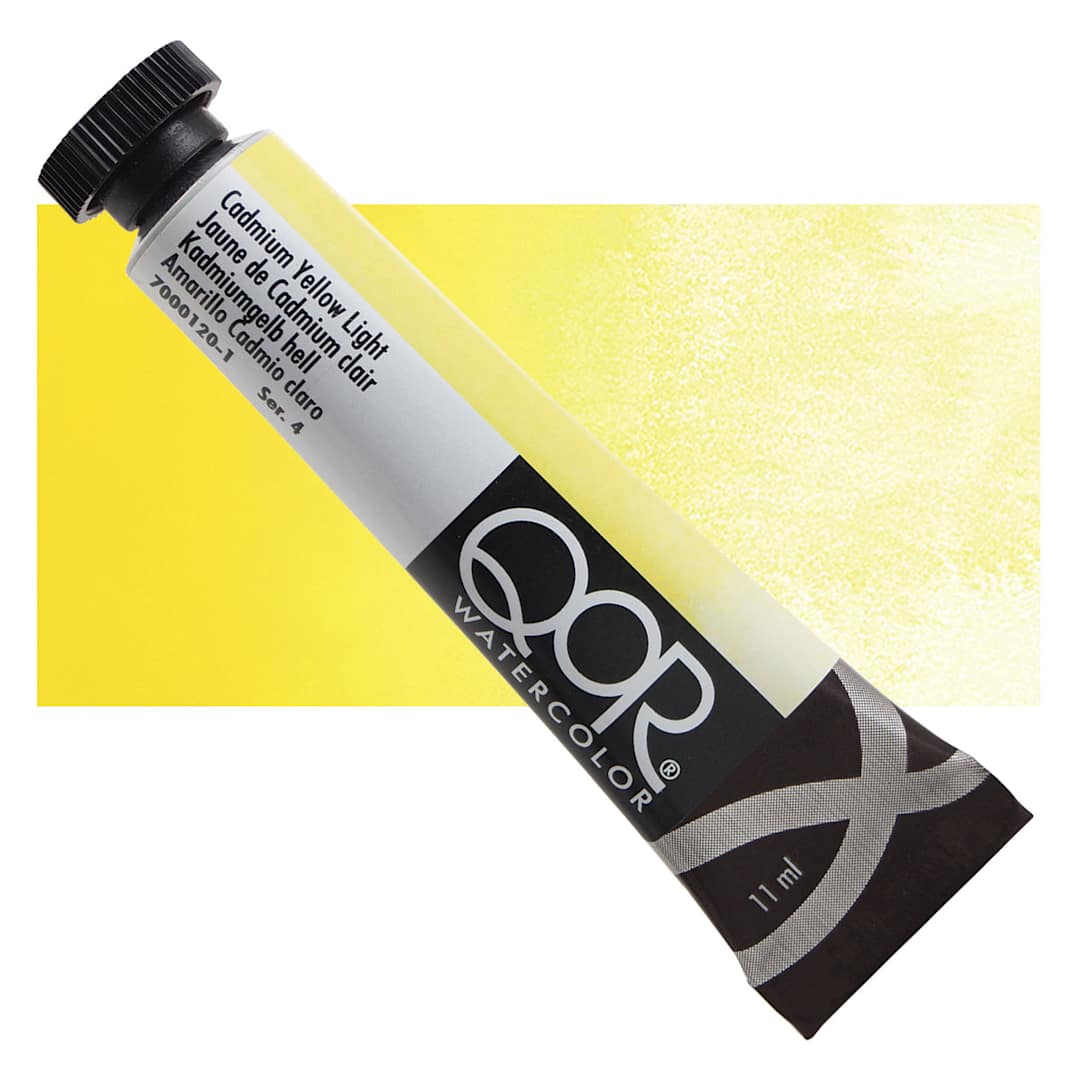 Open in modal - QoR Modern Watercolor - Cadmium Yellow Light, 11 ml tube and swatch