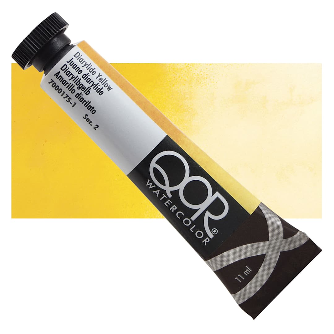 Open in modal - QoR Modern Watercolor - Diarylide Yellow, 11 ml tube and swatch