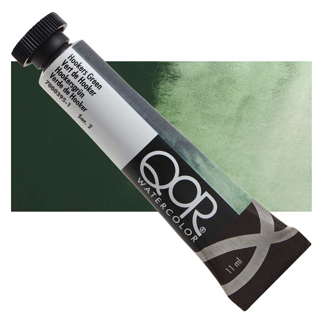 Open in modal - QoR Modern Watercolor - Hookers Green, 11 ml tube and swatch