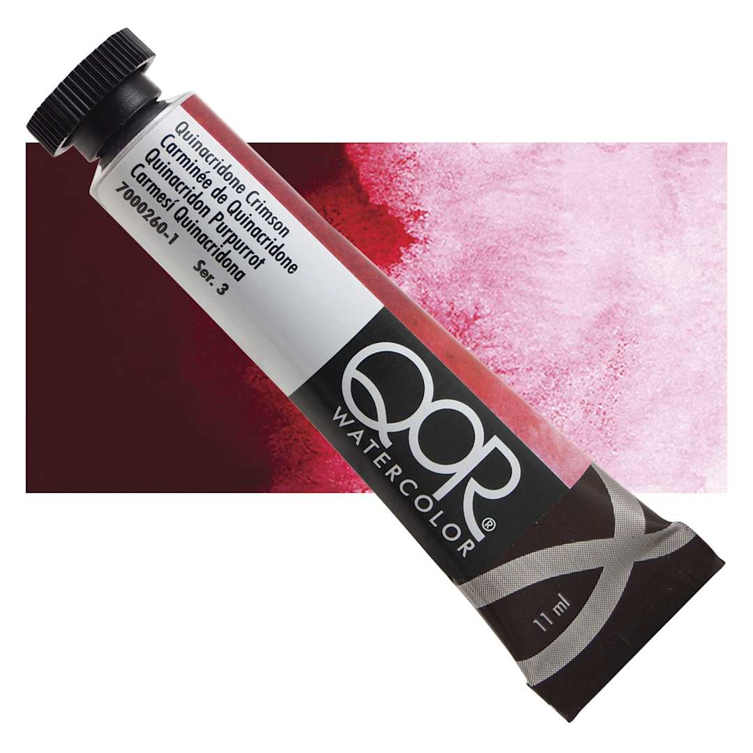 Open in modal - QoR Modern Watercolor - Quinacridone Crimson, 11 ml tube and swatch