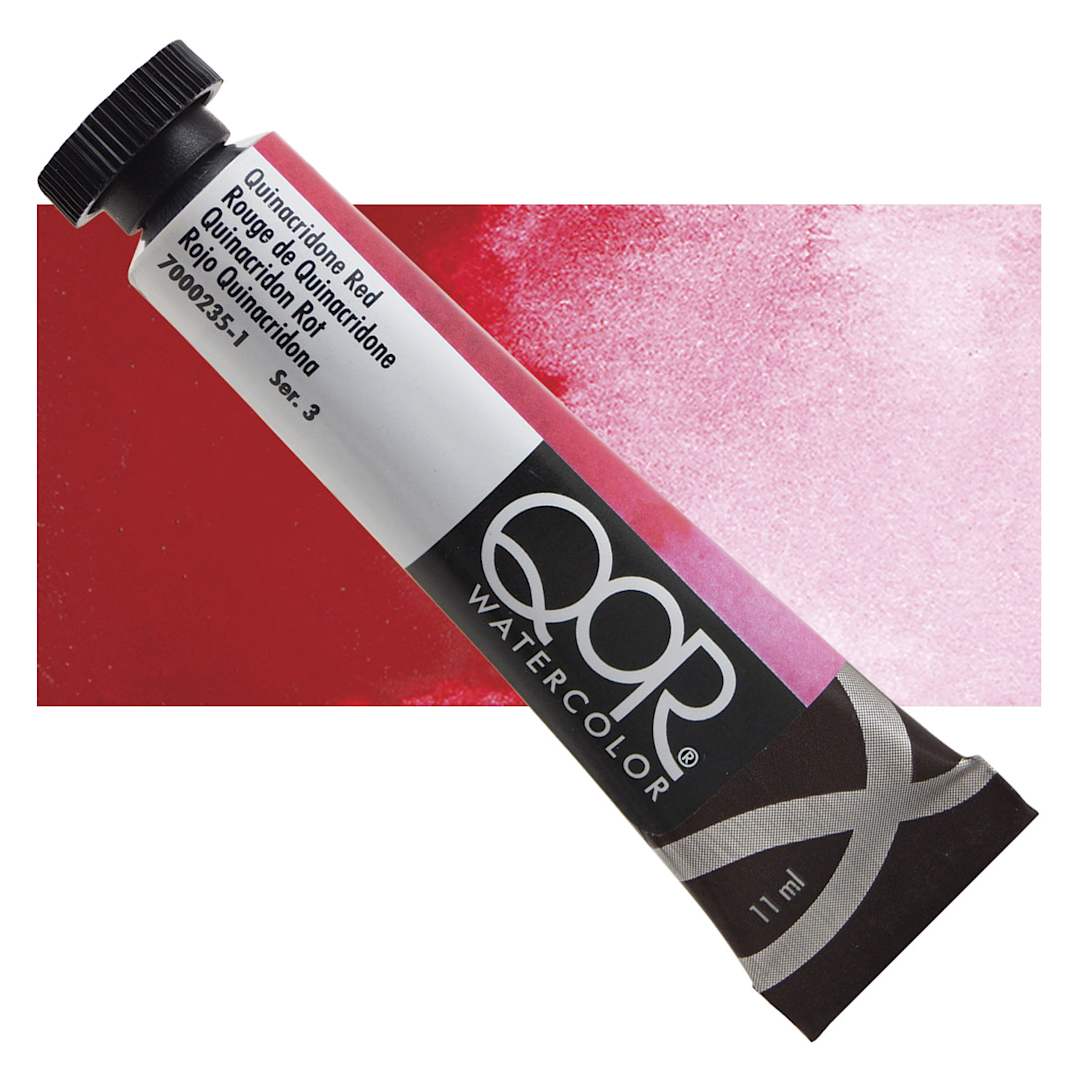 Open in modal - QoR Modern Watercolor - Quinacridone Red, 11 ml tube and swatch
