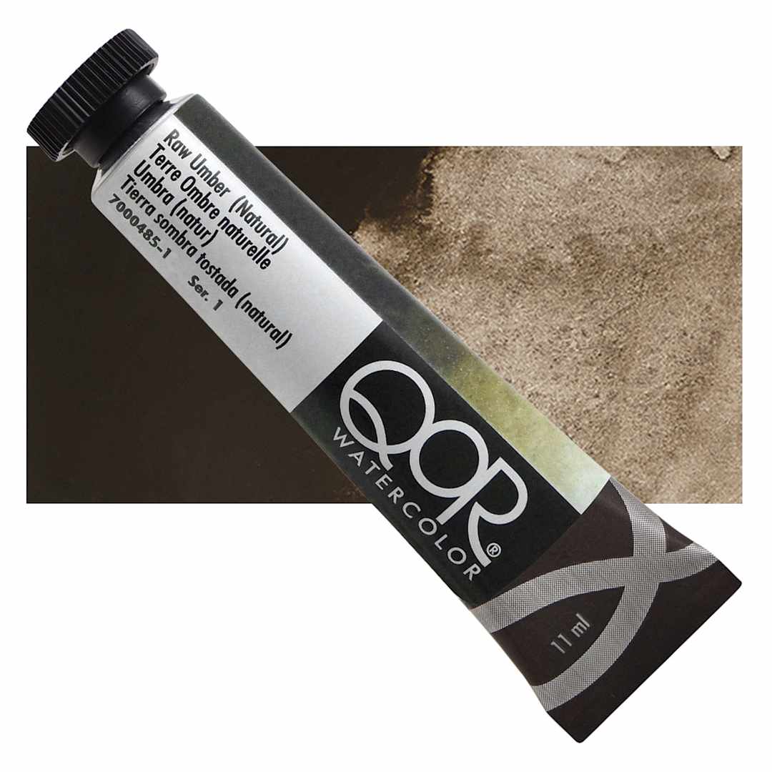 Open in modal - QoR Modern Watercolor - Raw Umber (Natural), 11 ml tube and swatch