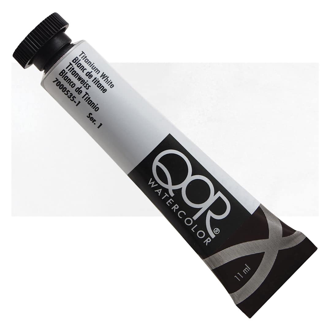 Open in modal - QoR Modern Watercolor - Titanium White, 11 ml tube and swatch