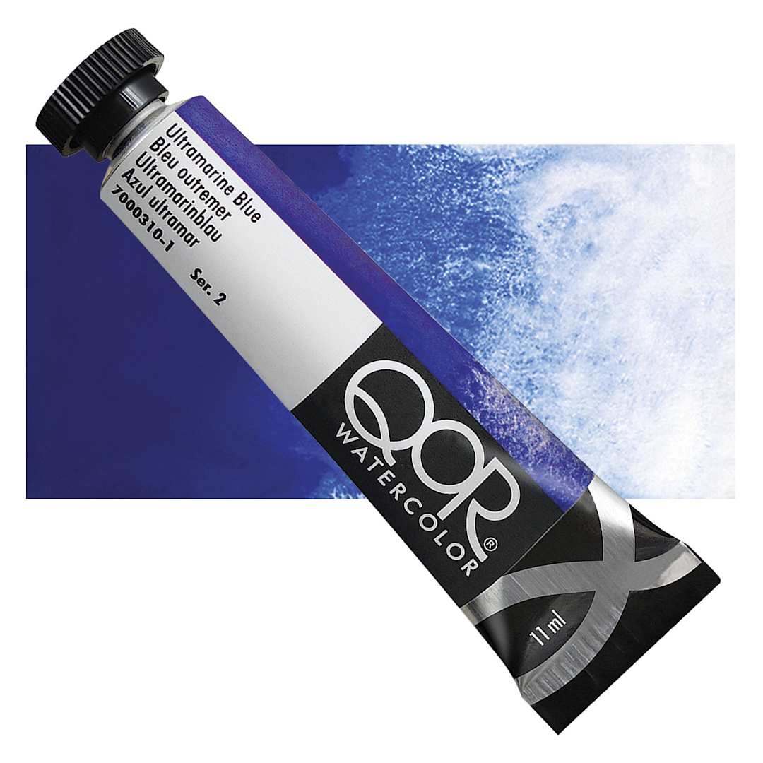 Open in modal - QoR Modern Watercolor - Ultramarine Blue, 11 ml tube and swatch