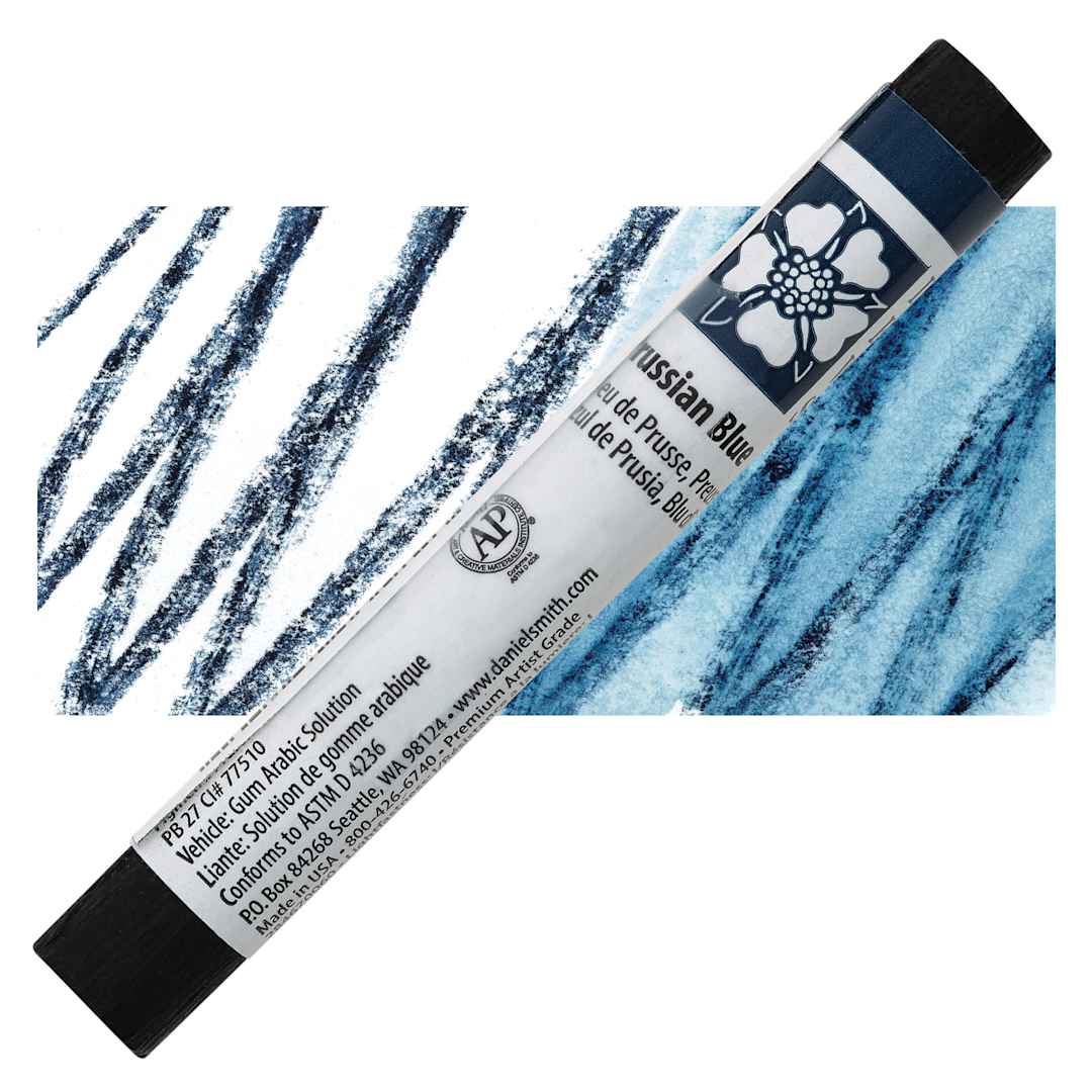 Open in modal - Daniel Smith Watercolor Stick - Prussian Blue stick and swatch