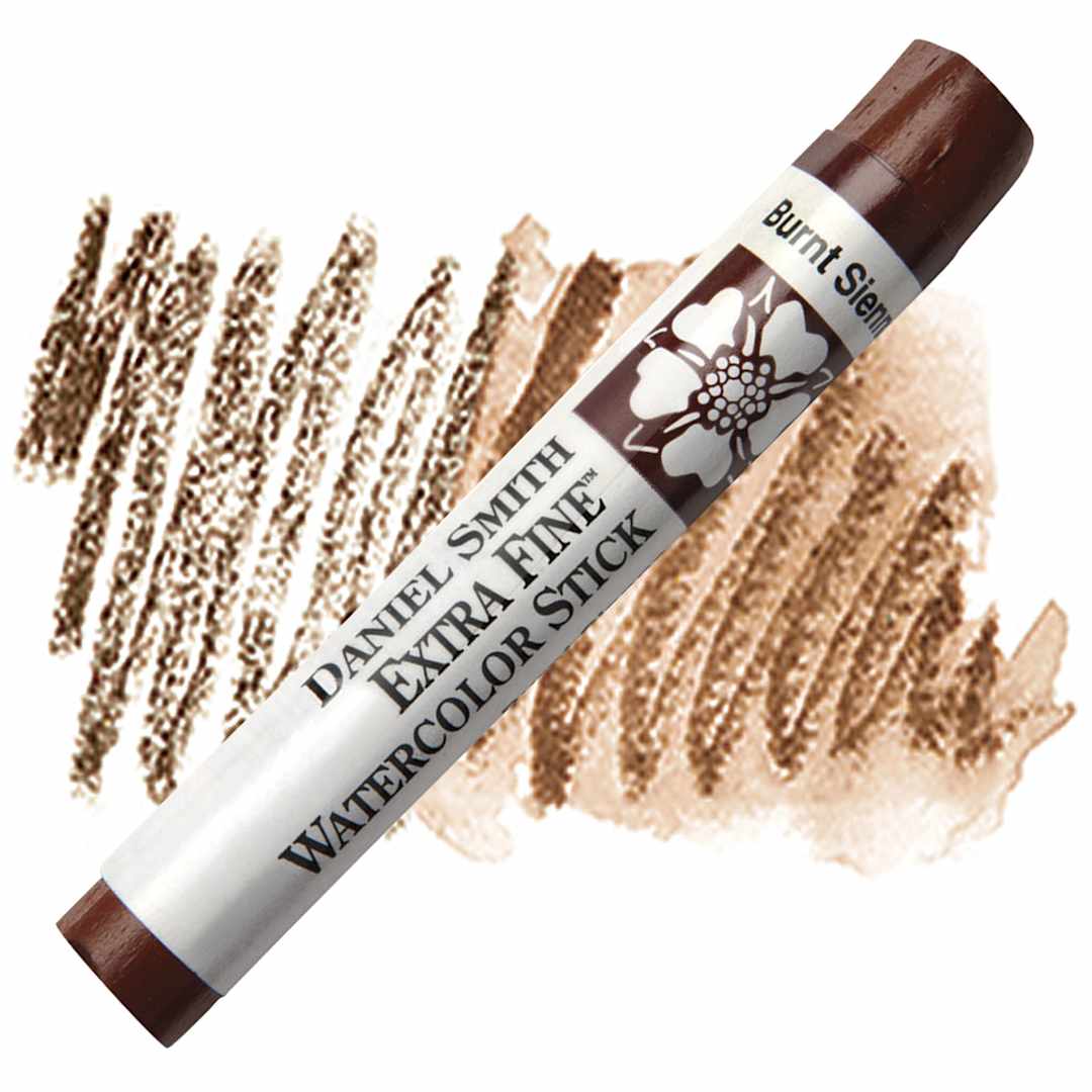 Open in modal - Daniel Smith Watercolor Stick - Burnt Sienna stick and swatch