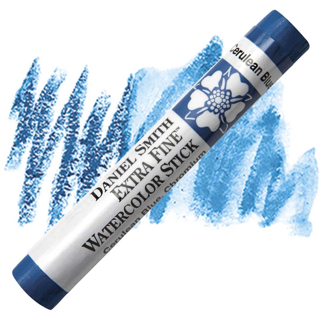 Open in modal - Daniel Smith Watercolor Stick - Cerulean Blue Chromium stick and swatch