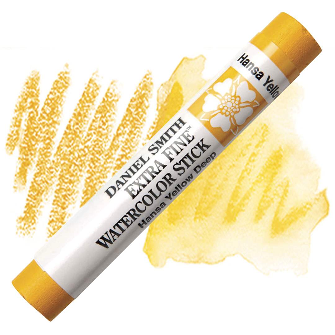 Open in modal - Daniel Smith Watercolor Stick - Hansa Yellow Deep stick and swatch