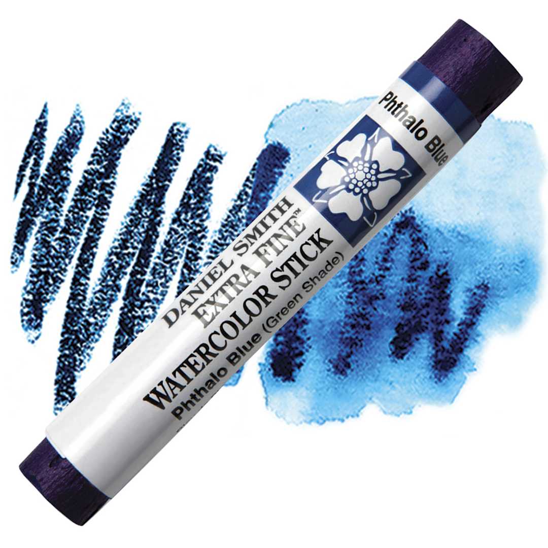 Open in modal - Daniel Smith Watercolor Stick - Phthalo Blue (Green Shade) stick and swatch