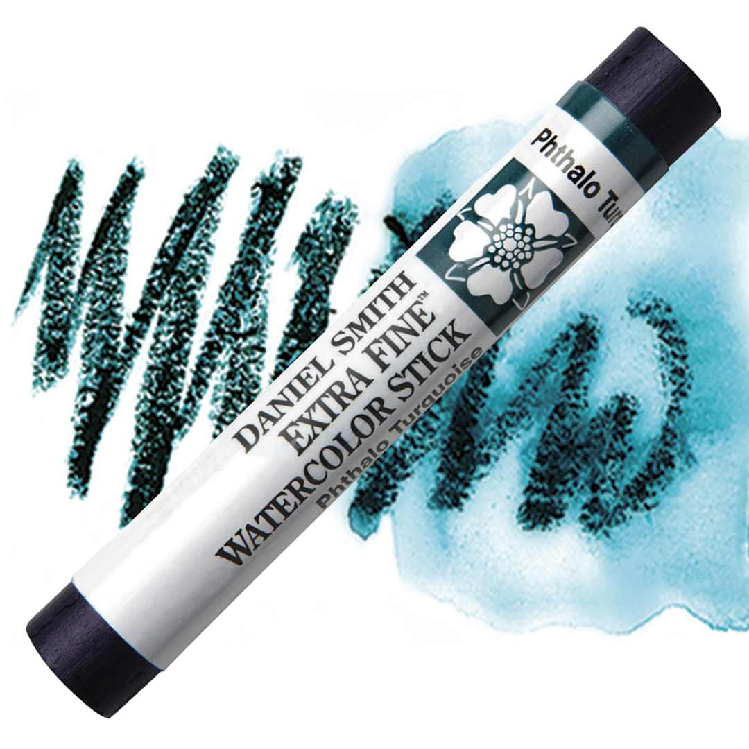 Open in modal - Daniel Smith Watercolor Stick - Phthalo Turquoise stick and swatch