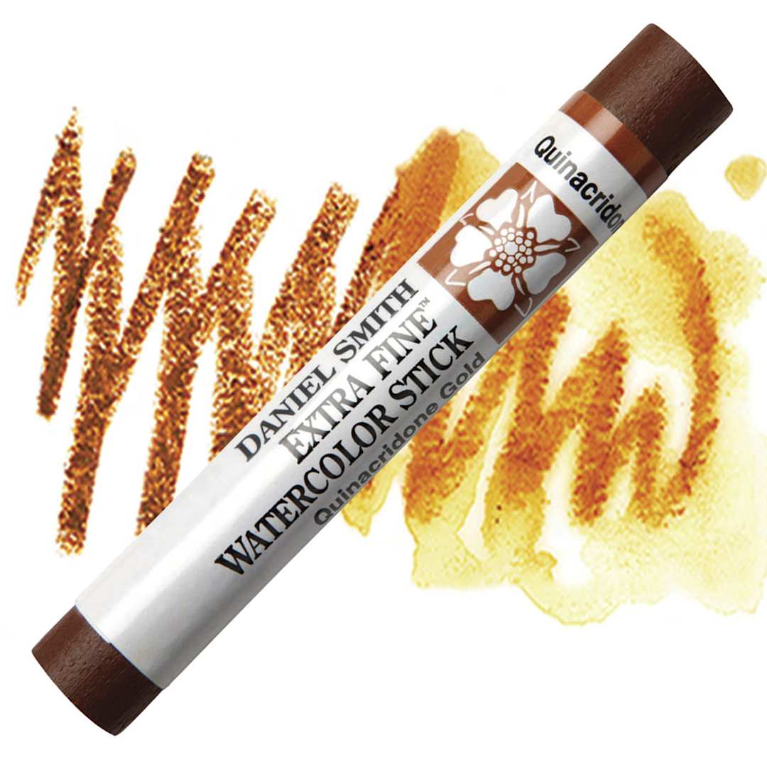 Open in modal - Daniel Smith Watercolor Stick - Quinacridone Gold stick and swatch