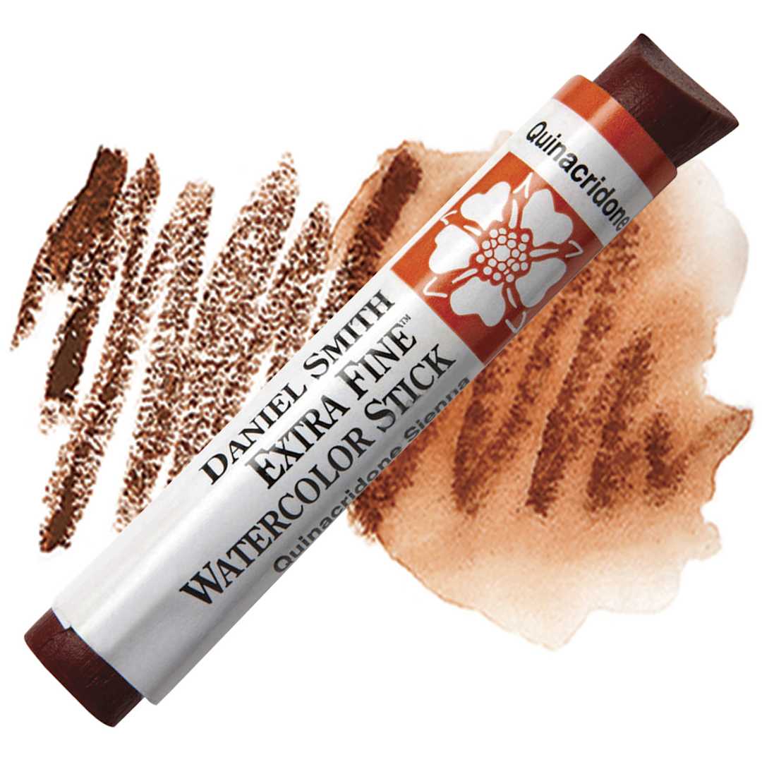 Open in modal - Daniel Smith Watercolor Stick - Quinacridone Sienna stick and swatch