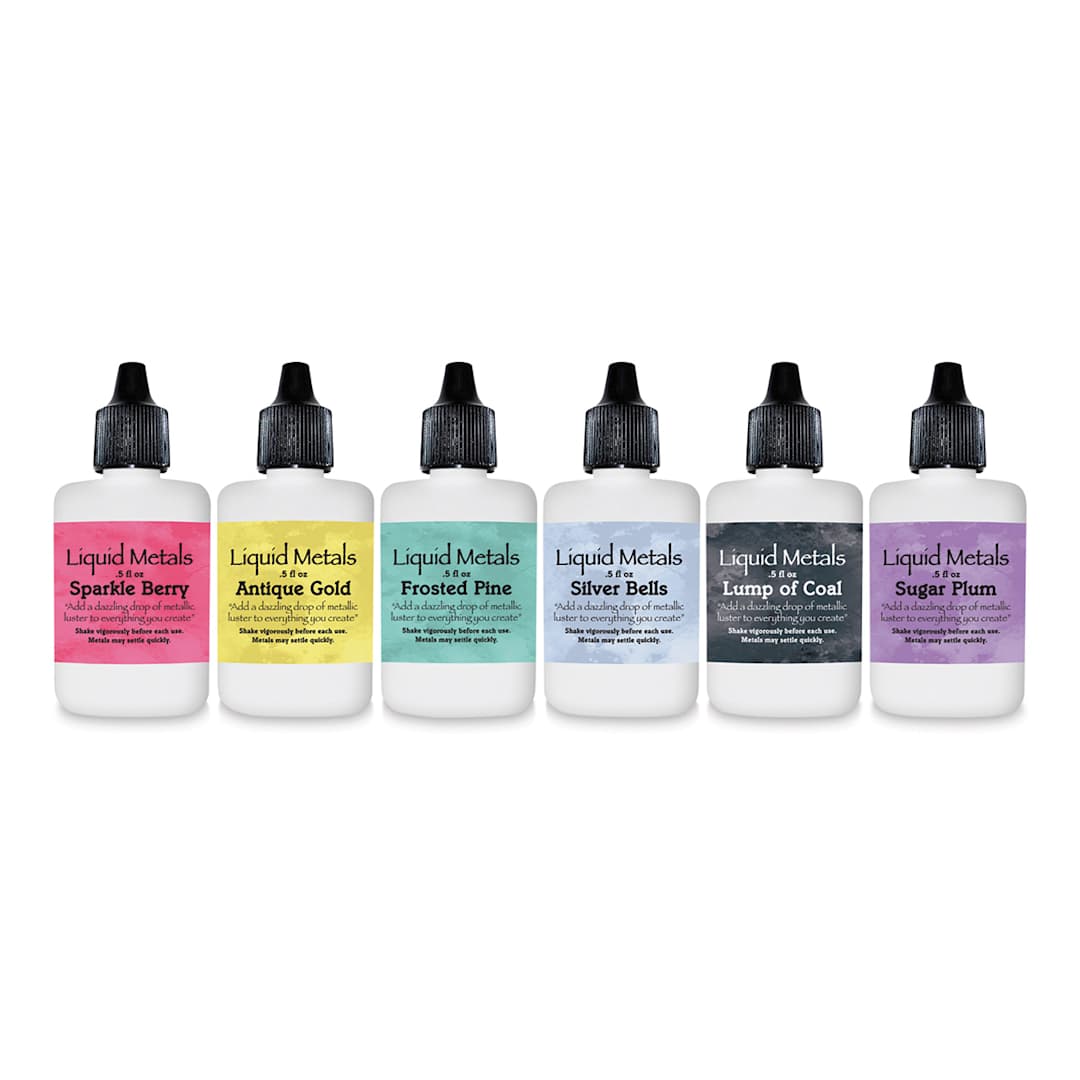 Open in modal - Liquid Metals Watercolor - Set of 6, Holiday Assortment