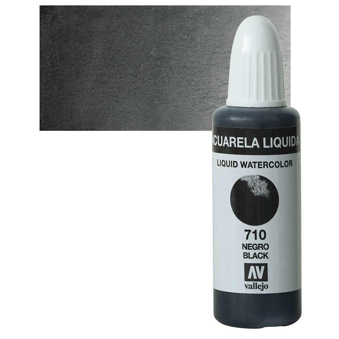 Open in modal - Vallejo Liquid Watercolor - Black, 32 ml and swatch