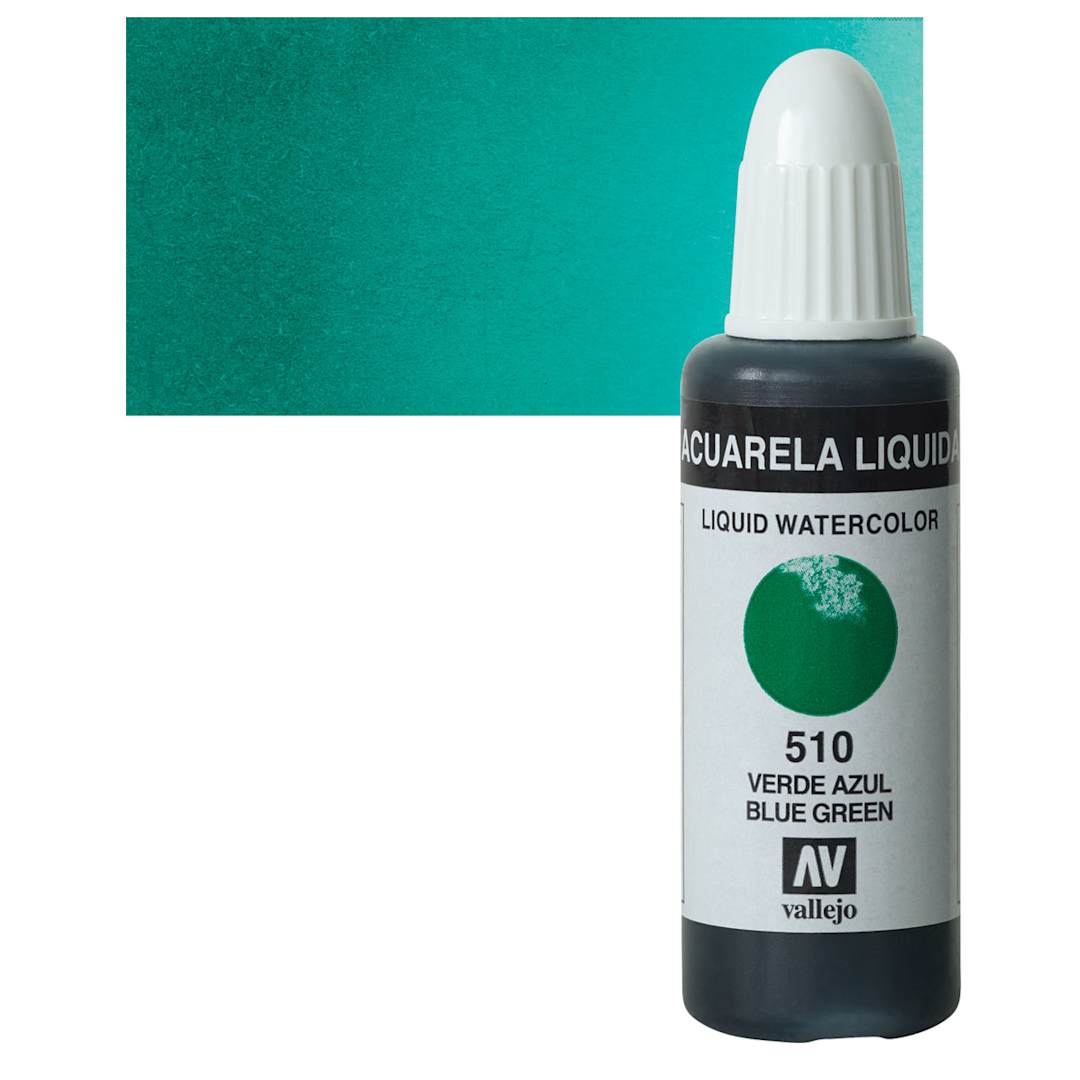 Open in modal - Vallejo Liquid Watercolor - Blue Green, 32 ml and swatch