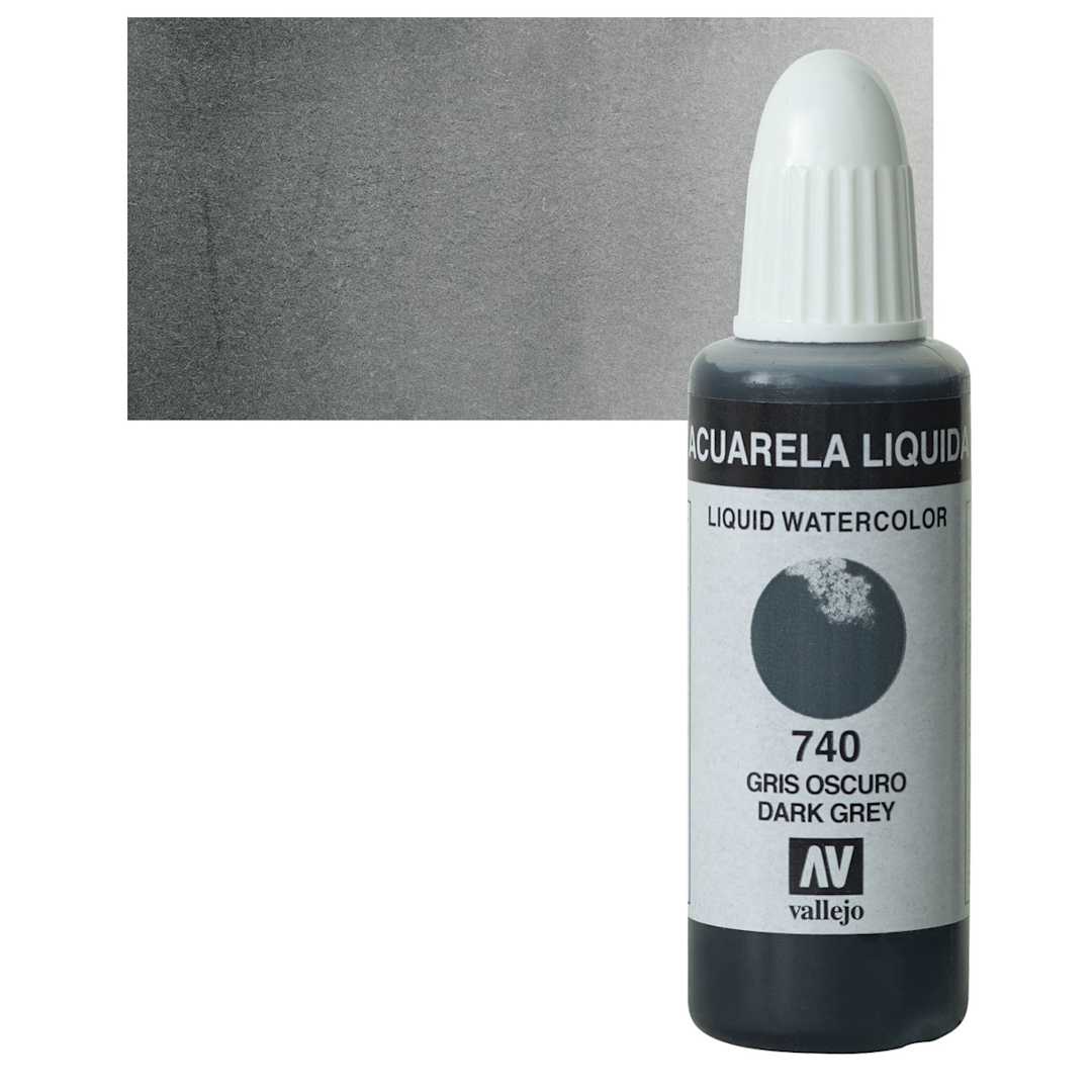 Open in modal - Vallejo Liquid Watercolor - Dark Grey, 32 ml and swatch