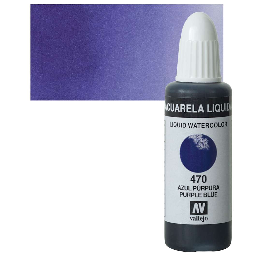 Open in modal - Vallejo Liquid Watercolor - Purple Blue, 32 ml and swatch