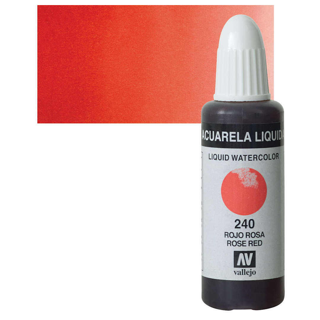 Open in modal - Vallejo Liquid Watercolor - Rose Red, 32 ml and swatch