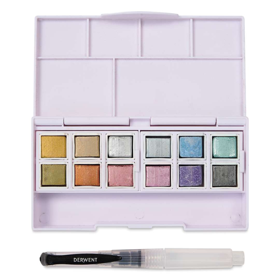 Open in modal - Derwent Metallic Watercolor Pans - Set of 12