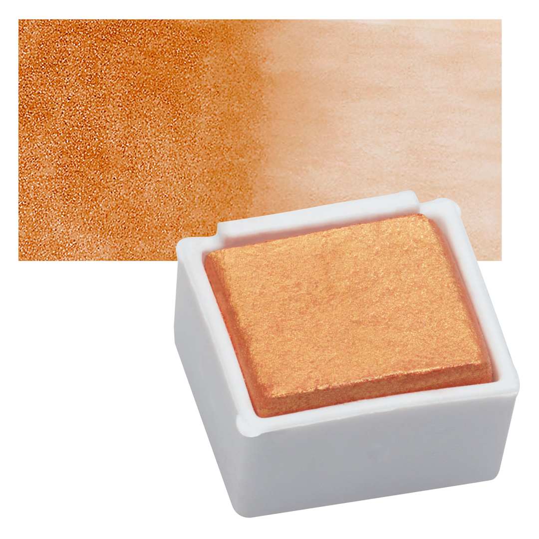 Open in modal - Derwent Watercolor Pan - Metallic Sunset pan and swatch