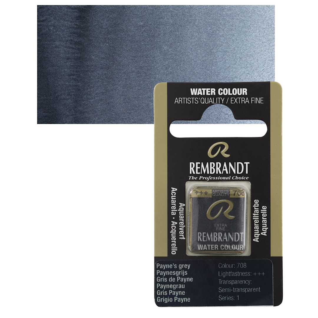 Open in modal - Rembrandt Watercolor Half Pan - Payne's Grey pan and swatch