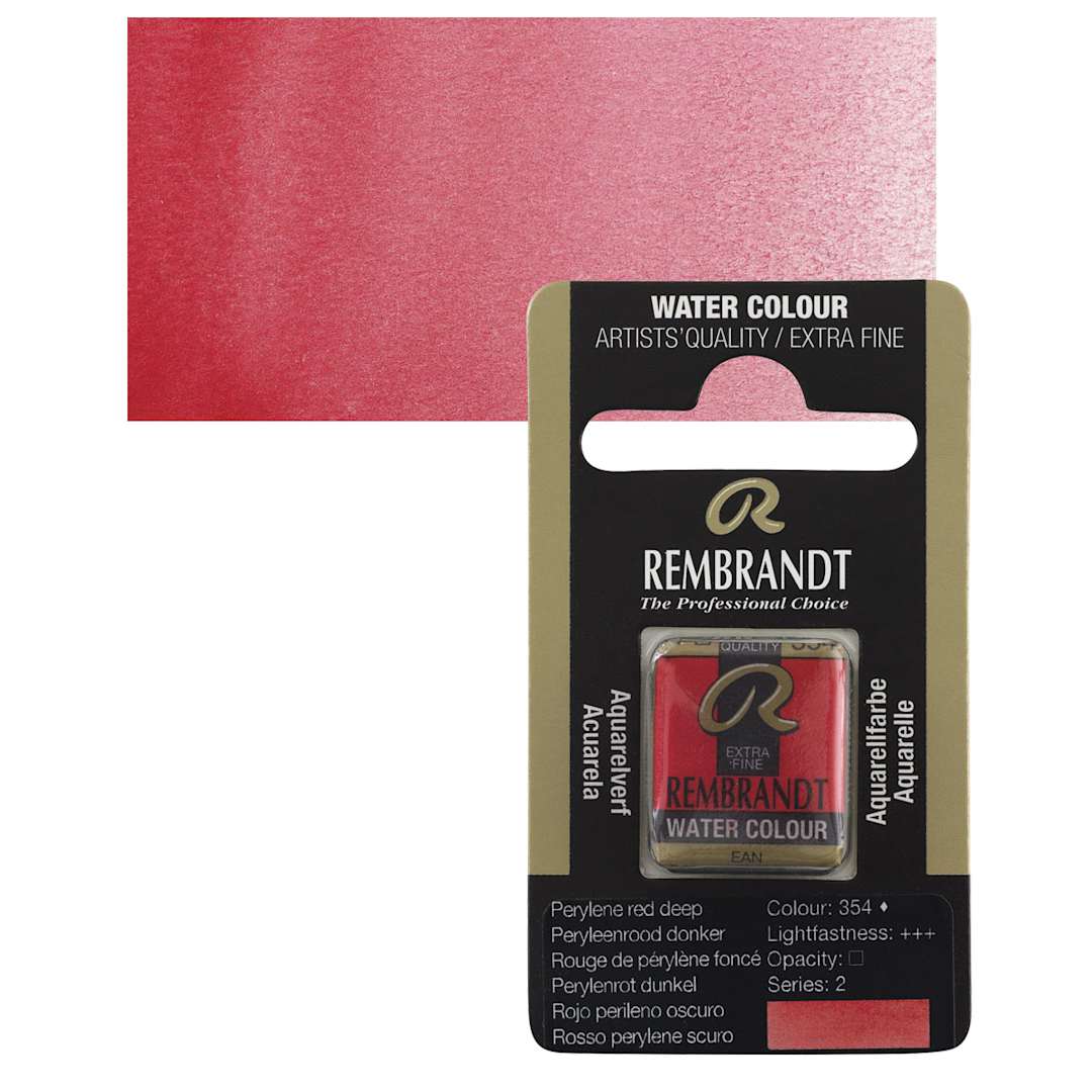 Open in modal - Rembrandt Watercolor Half Pan - Perylene Red Deep pan and swatch