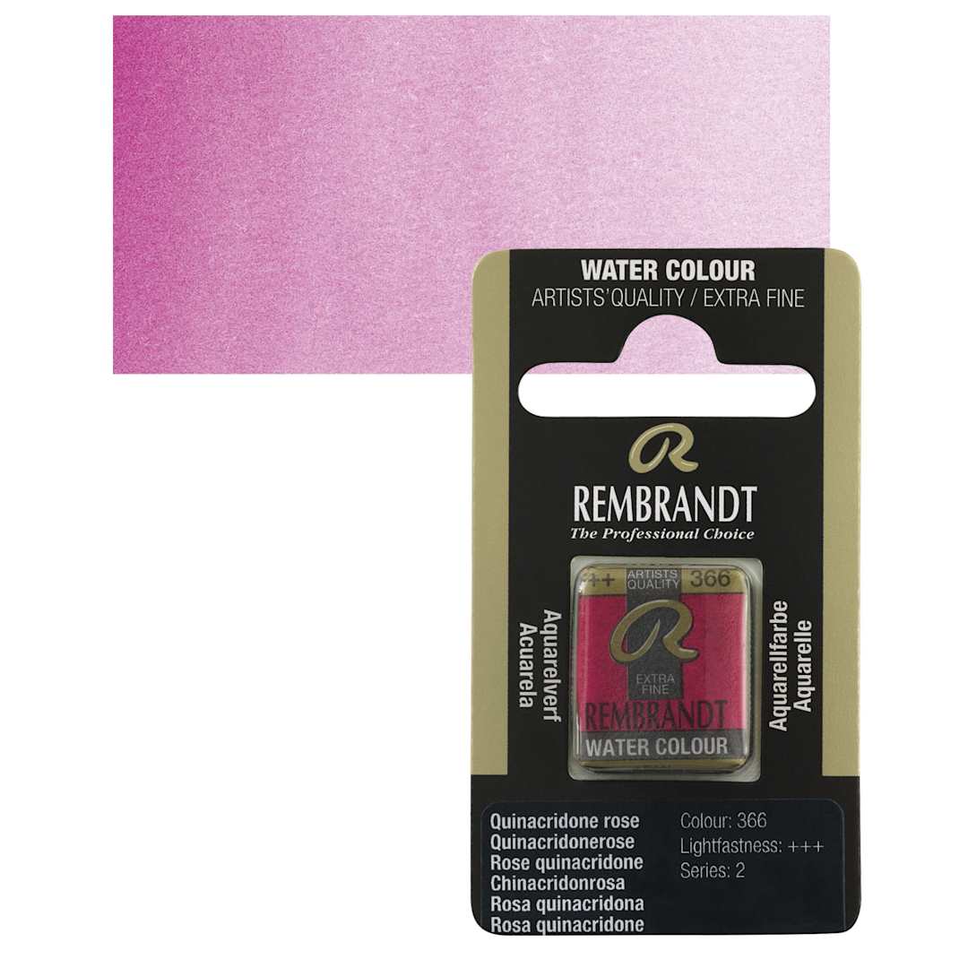 Open in modal - Rembrandt Watercolor Half Pan - Quinacridone Rose pan and swatch
