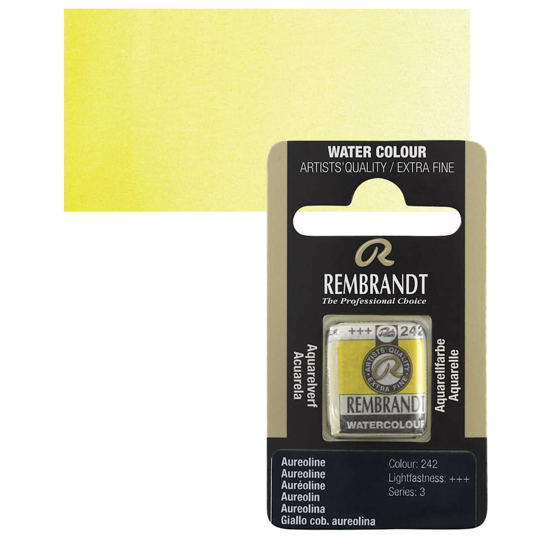 Open in modal - Rembrandt Watercolor Half Pan - Aureoline pan and swatch
