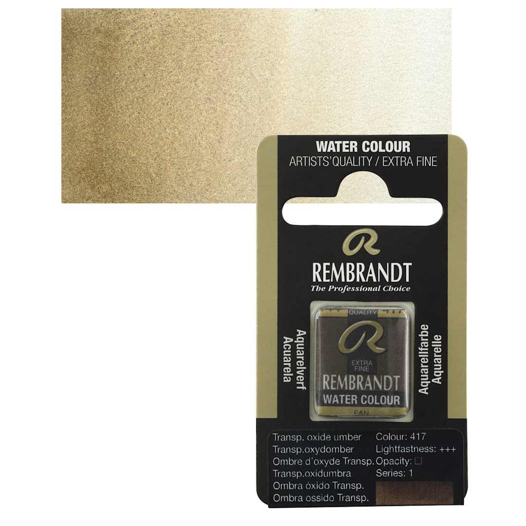 Open in modal - Rembrandt Watercolor Half Pan - Transparent Oxide Umber pan and swatch