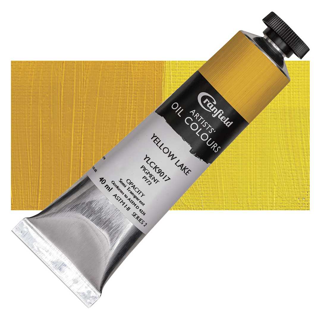 Open in modal - Cranfield Artists' Oil Paint - Yellow Lake, 40 ml, Tube and swatch