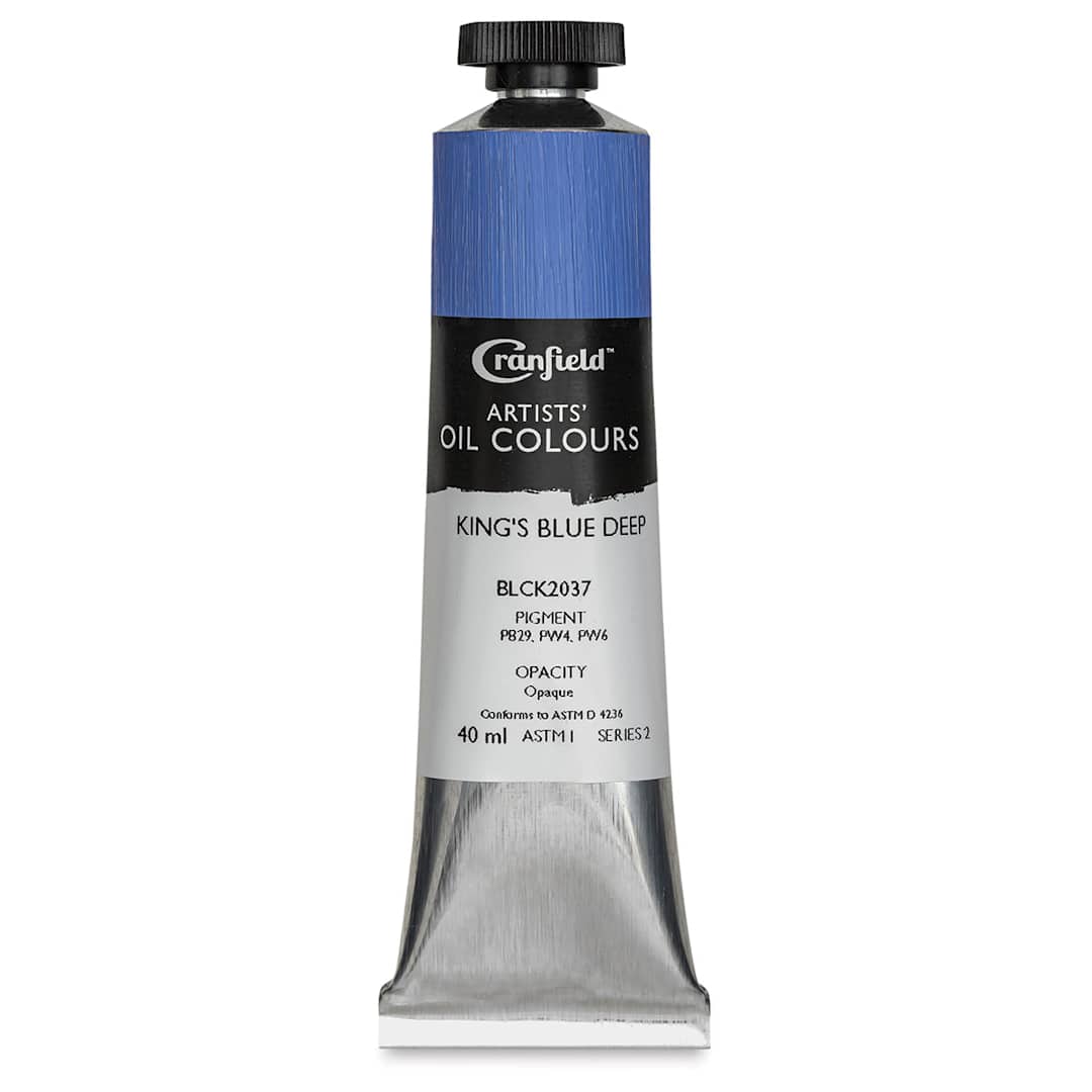 Open in modal - Cranfield Artists' Oils - front of 40 ml tube, King's Blue Deep