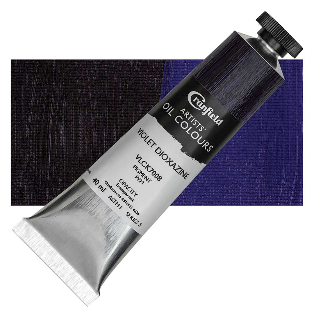 Open in modal - Cranfield Artists' Oil Paint - Violet Dioxazine, 40 ml, Tube and swatch