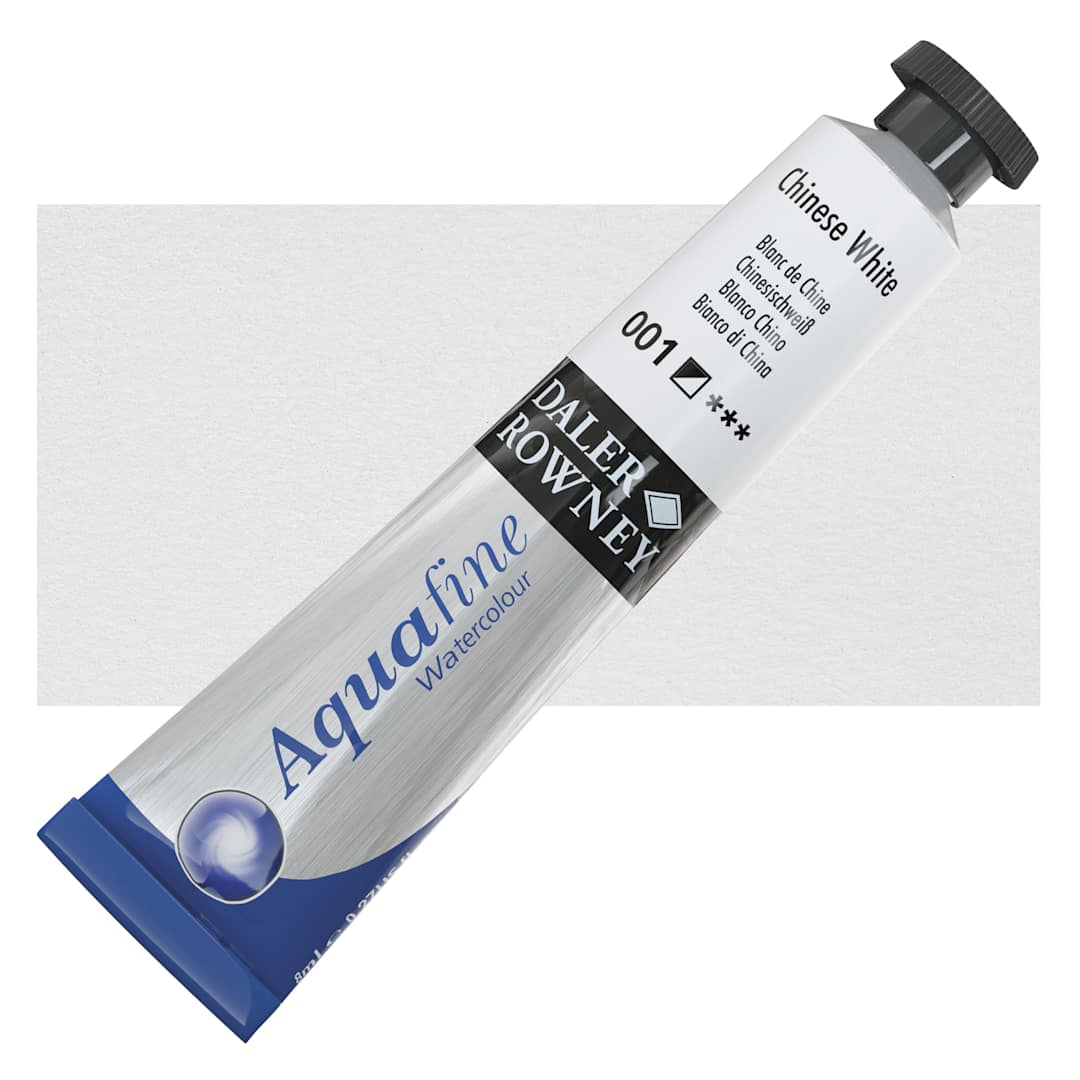 Open in modal - Daler-Rowney Aquafine Watercolor - Chinese White, 8 ml Tube and swatch