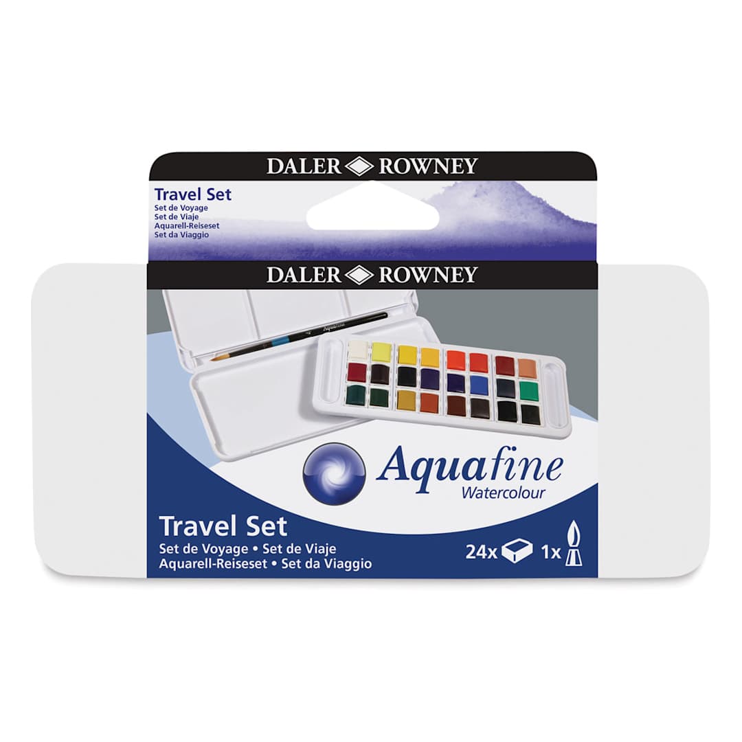 Open in modal - Daler-Rowney Aquafine Watercolors - Set of 24 Travel, Assorted Colors, Half Pan