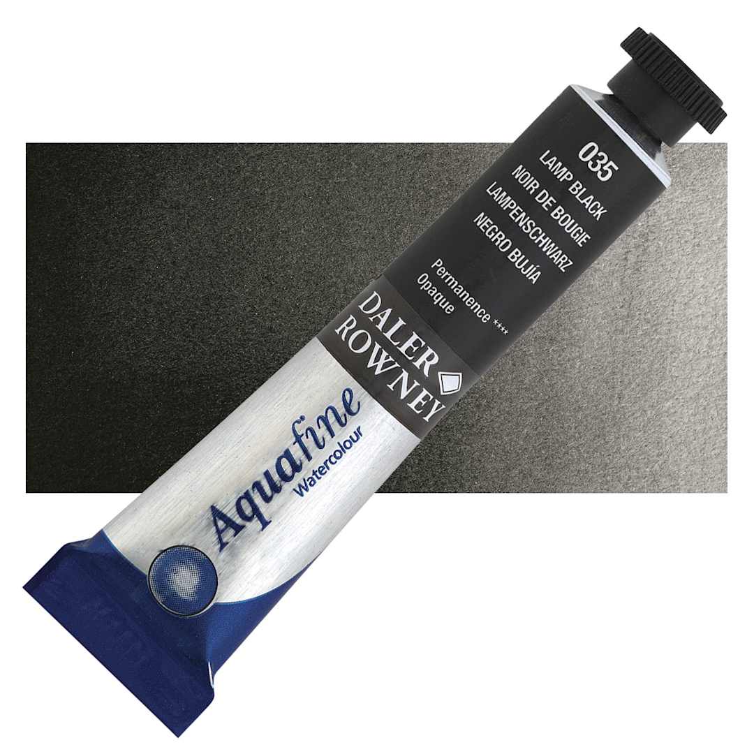Open in modal - Daler-Rowney Aquafine Watercolor - Lamp Black, 8 ml Tube and swatch