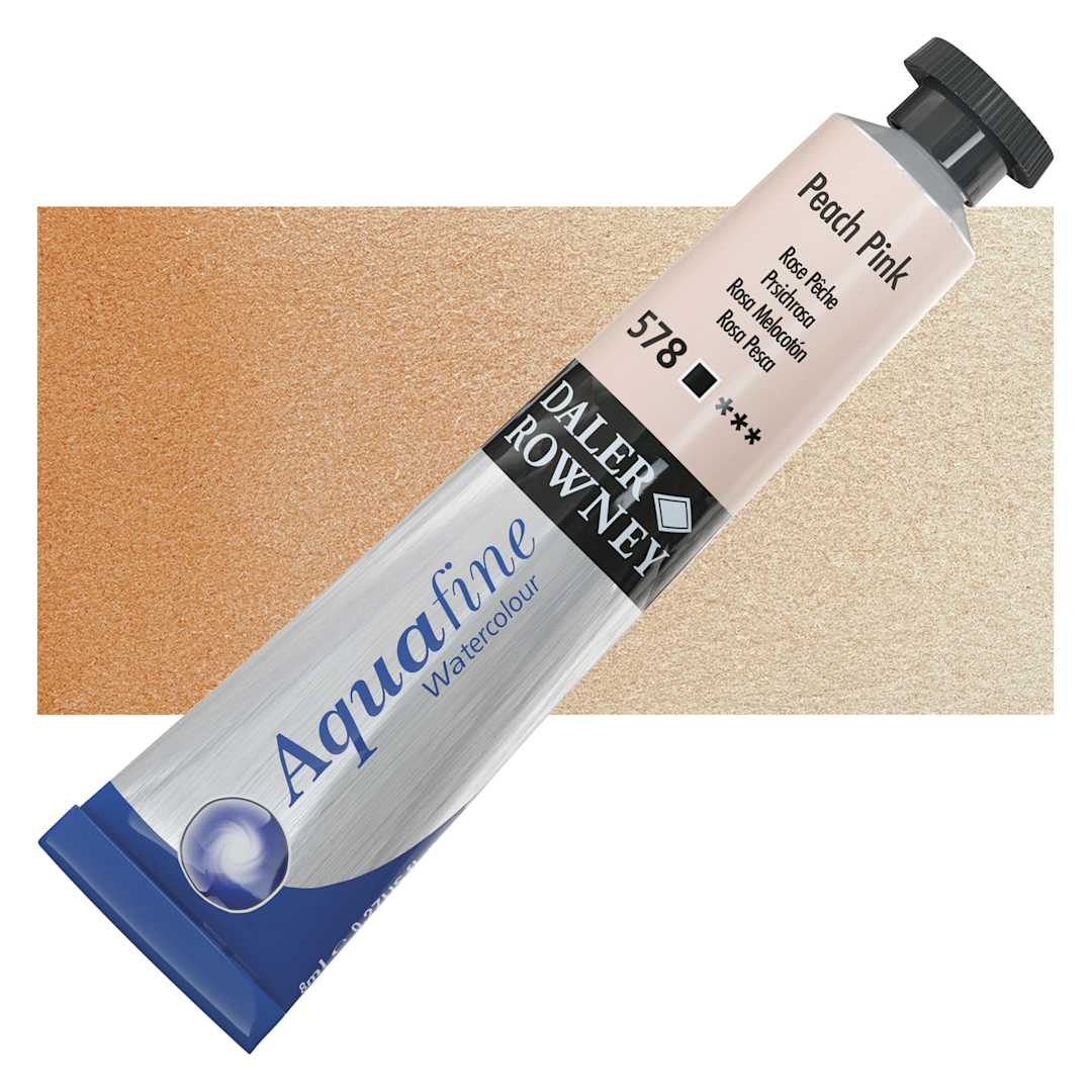 Open in modal - Daler-Rowney Aquafine Watercolor - Peach Pink, 8 ml, Tube and swatch
