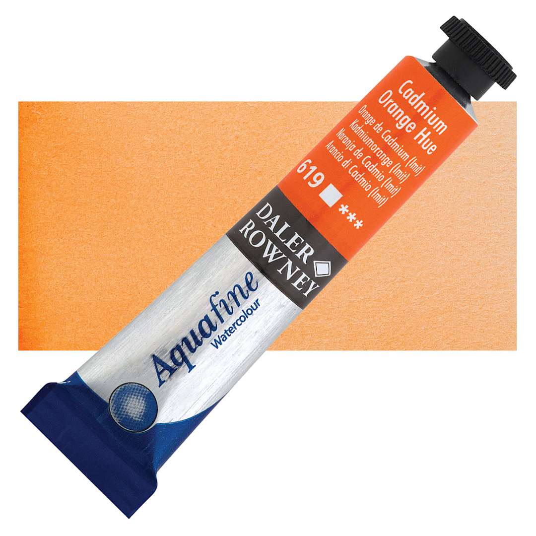 Open in modal - Daler-Rowney Aquafine Watercolor - Cadmium Orange Hue, 8 ml Tube and swatch