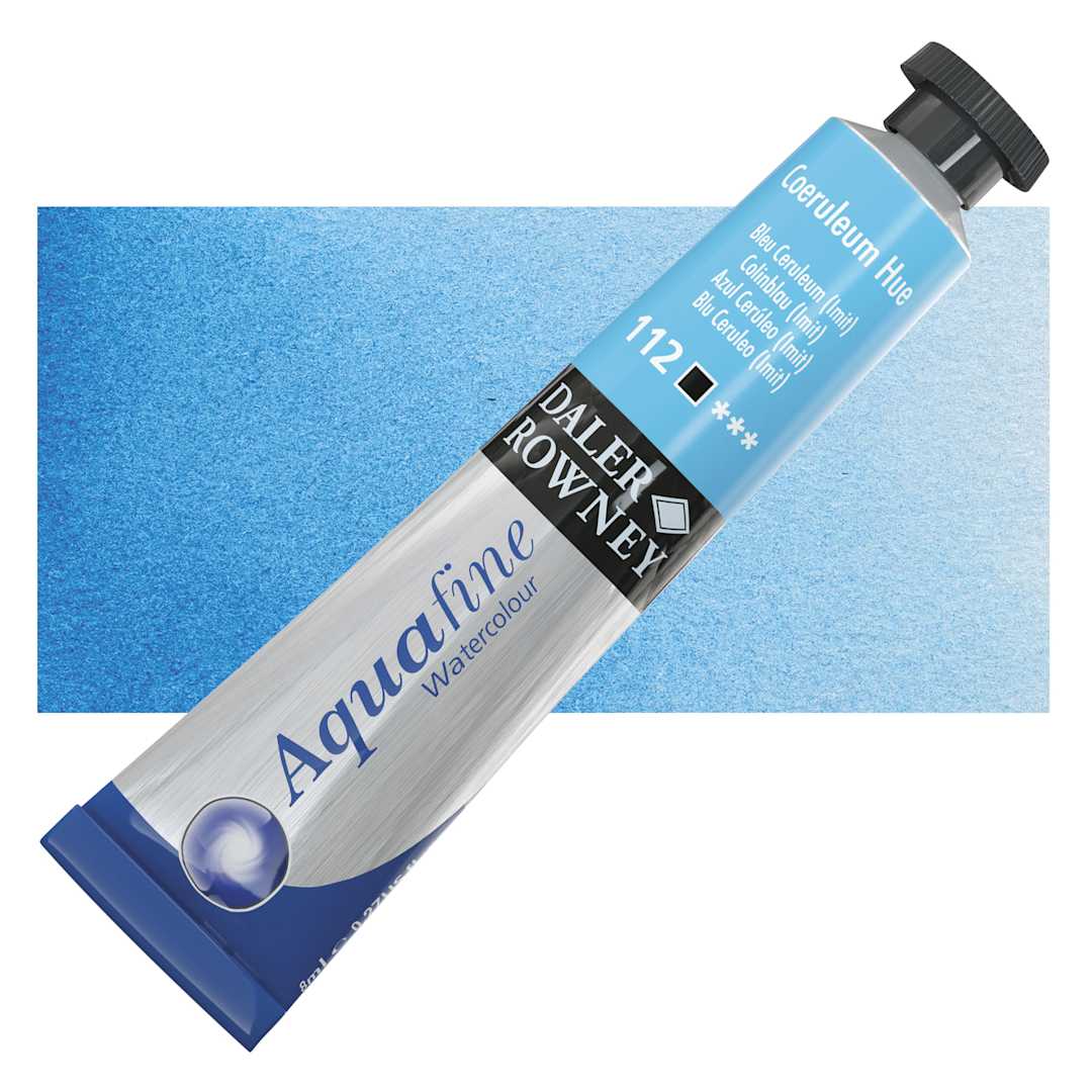 Open in modal - Daler-Rowney Aquafine Watercolor - Coeruleum Hue, 8 ml Tube and swatch