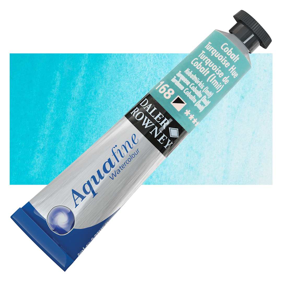 Open in modal - Daler-Rowney Aquafine Watercolor - Cobalt Turquoise Hue, 8 ml Tube and swatch