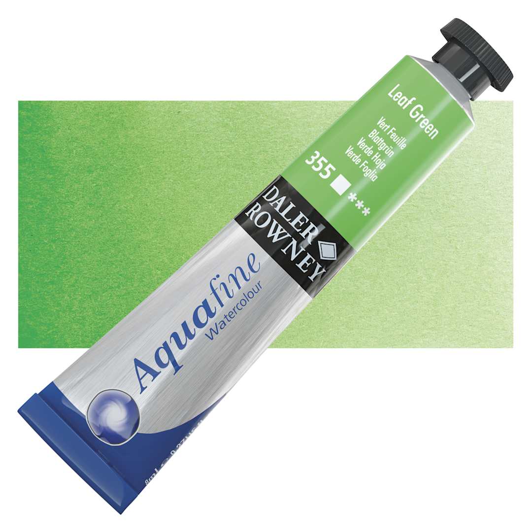 Open in modal - Daler-Rowney Aquafine Watercolor - Leaf Green, 8 ml Tube and swatch
