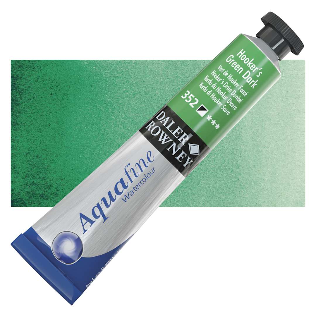 Open in modal - Daler-Rowney Aquafine Watercolor - Hooker's Green Dark, 8 ml Tube and swatch