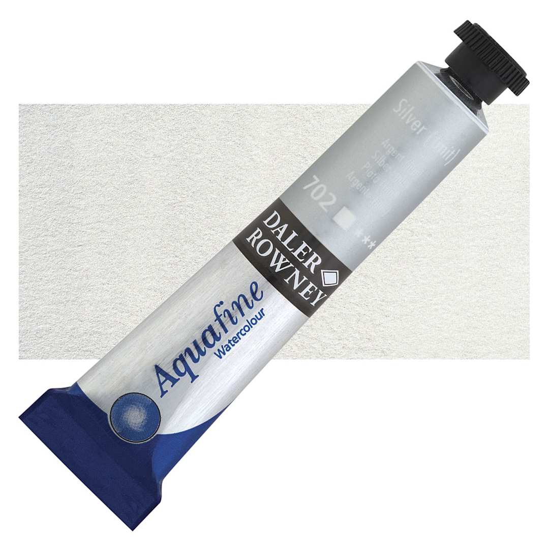 Open in modal - Daler-Rowney Aquafine Watercolor - Silver (Imit), 8 ml, Tube and swatch
